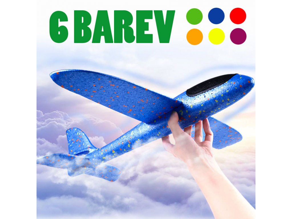 hazeci polystyrenove letadlo velke 6 barev