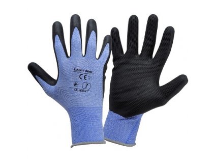 LAHTI PRO - Rukavice ochranné BLACK/BLUE s latexovou vrstvou - velikost 8 (blistr)