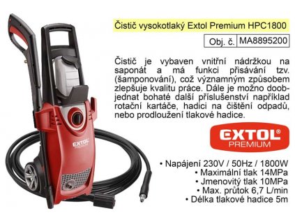 Čistič vysokotlaký Extol Premium 8895200 HPC1800