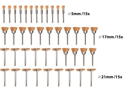 Příslušenství k přímé brusce, drátěné kartáče 45ks