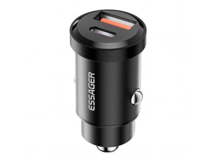 Car Charger 1xUSB-A 1xUSB-C 45W Essager (black)