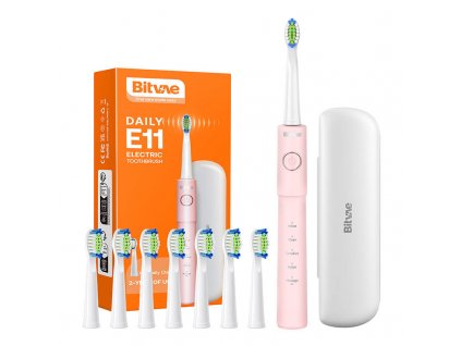 Sonic toothbrush with tips set and travel case BV E11 (Pink)