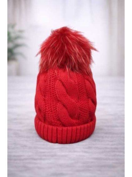 Textilná čiapka PON-PON red