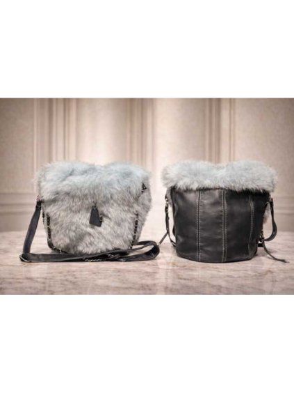 Dámska kožušinová kabelka fox blk/grey