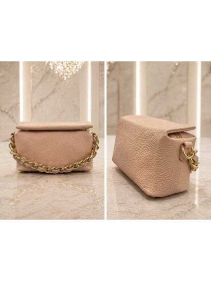 Dámska kožená kabelka pink/beige