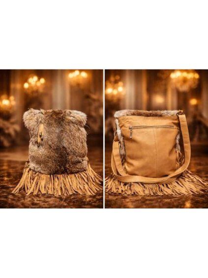 Dámska kabelka zajac+strapce camel