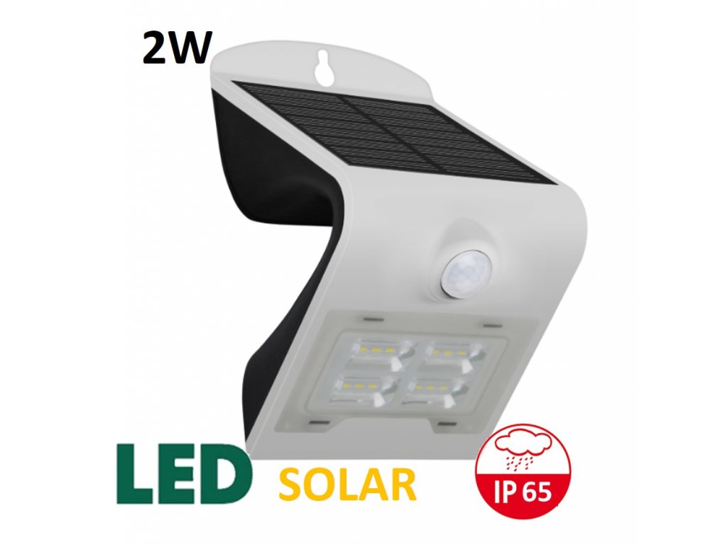 Venkovní LED solární osvětlení s čidlem 2W, bílý | MaxLumen.cz