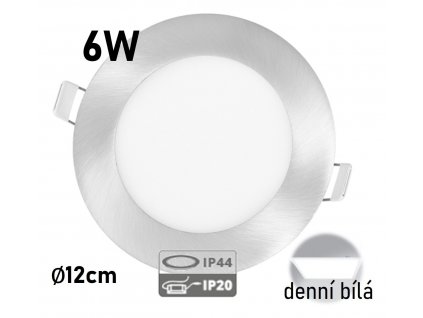 stribrny led panel 6W do sadrokartonu ip44 do koupelny.denni bila ecolite