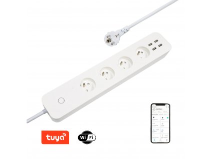 chytrý PRODLUŽOVACÍ PŘÍVOD Smart 4AC zásuvka+4USB WiFi TUYA