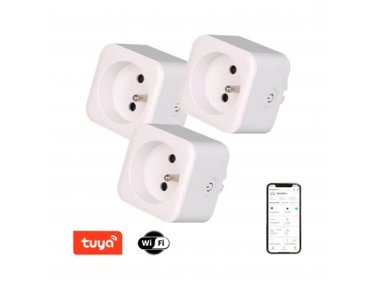 3x ZÁSUVKA Smart sada 3x vnitřní zásuvka v2 s kolíkem typ E WiFi TUYA 07762C