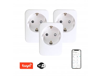 3x chytrá ZÁSUVKA Smart sada 3x vnitřních zásuvek v2, bez kolíku typ F WiFi TUYA