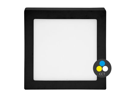 Černý LED panel na strop RAFA2 18W CCT 22,5x22,5cm přisazený čtverec LED-CSQ-CCT/18W/CR