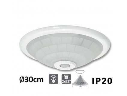 VERA WHST78 BI stropní nástenné svítidlo skleněné 2x E27 pro žárovku PIR senzor pohybu MaxLumen.cz