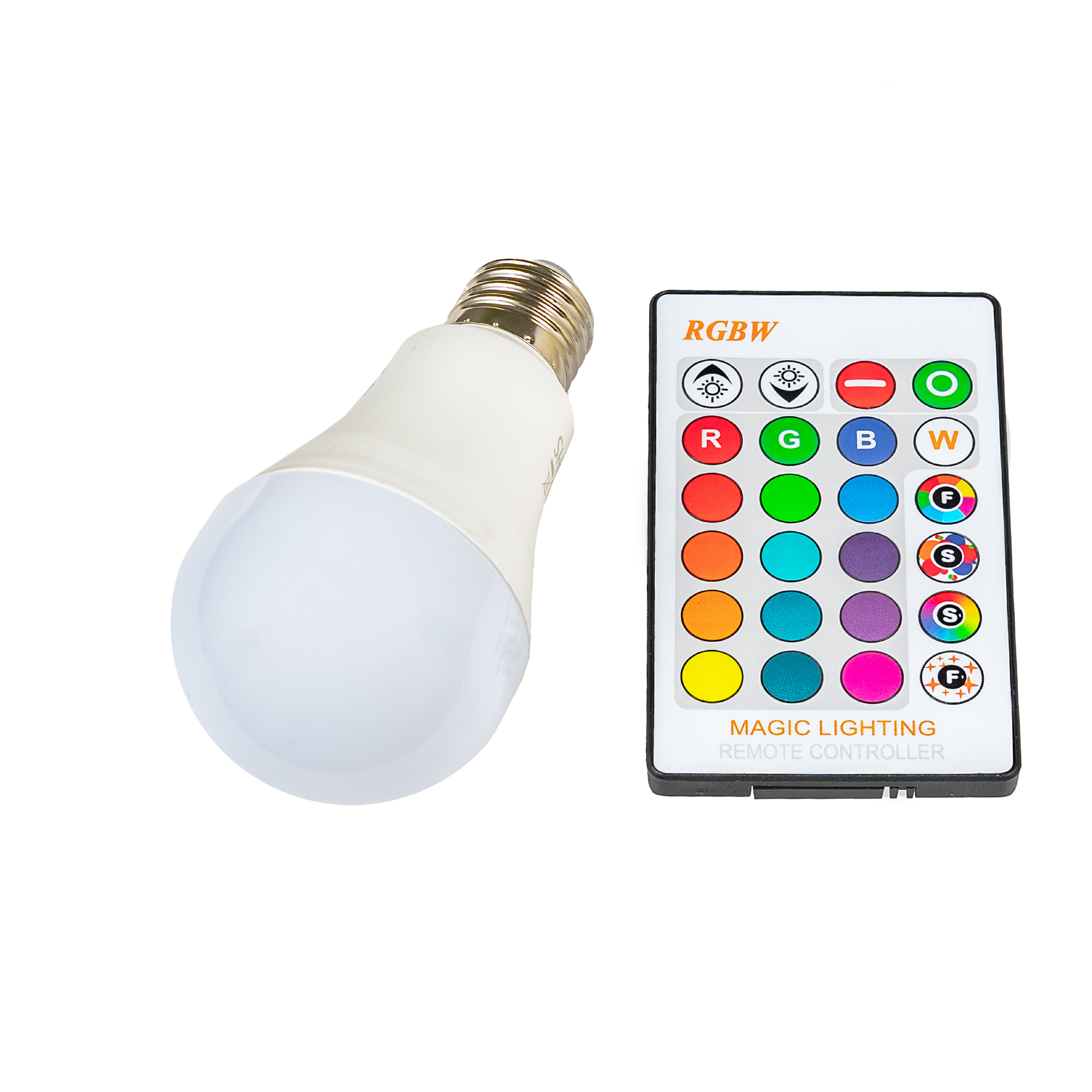 LED žárovka RGBW E27 5W 360° TEPLÁ BÍLÁ