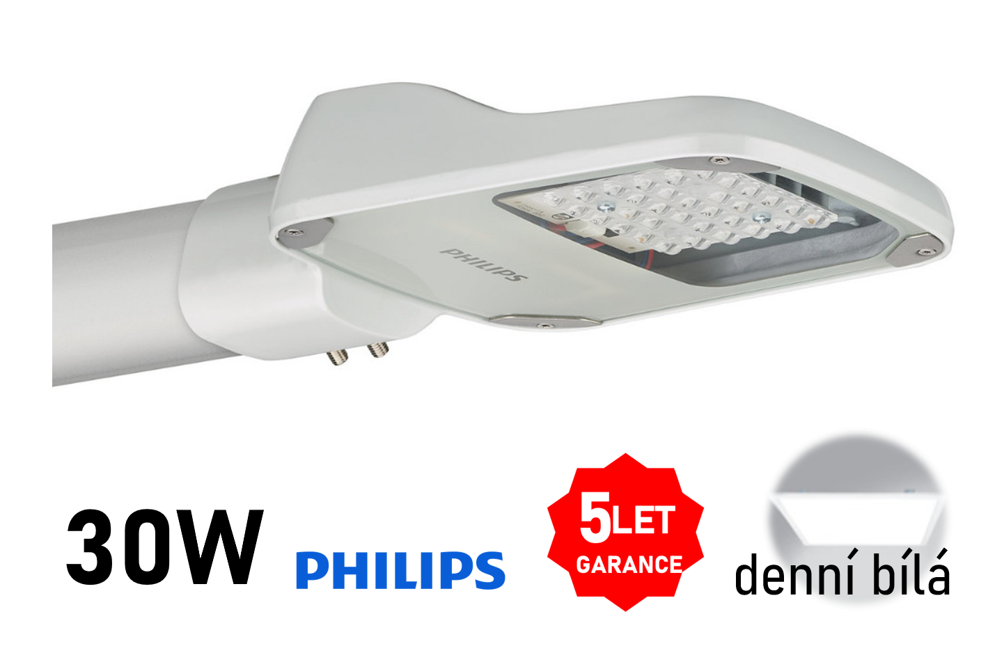 LED veřejné osvětlení svítidlo Philips CoreLine Malaga 30W DENNÍ BÍLÁ BRP101 LED37/740 II DM 42-60A