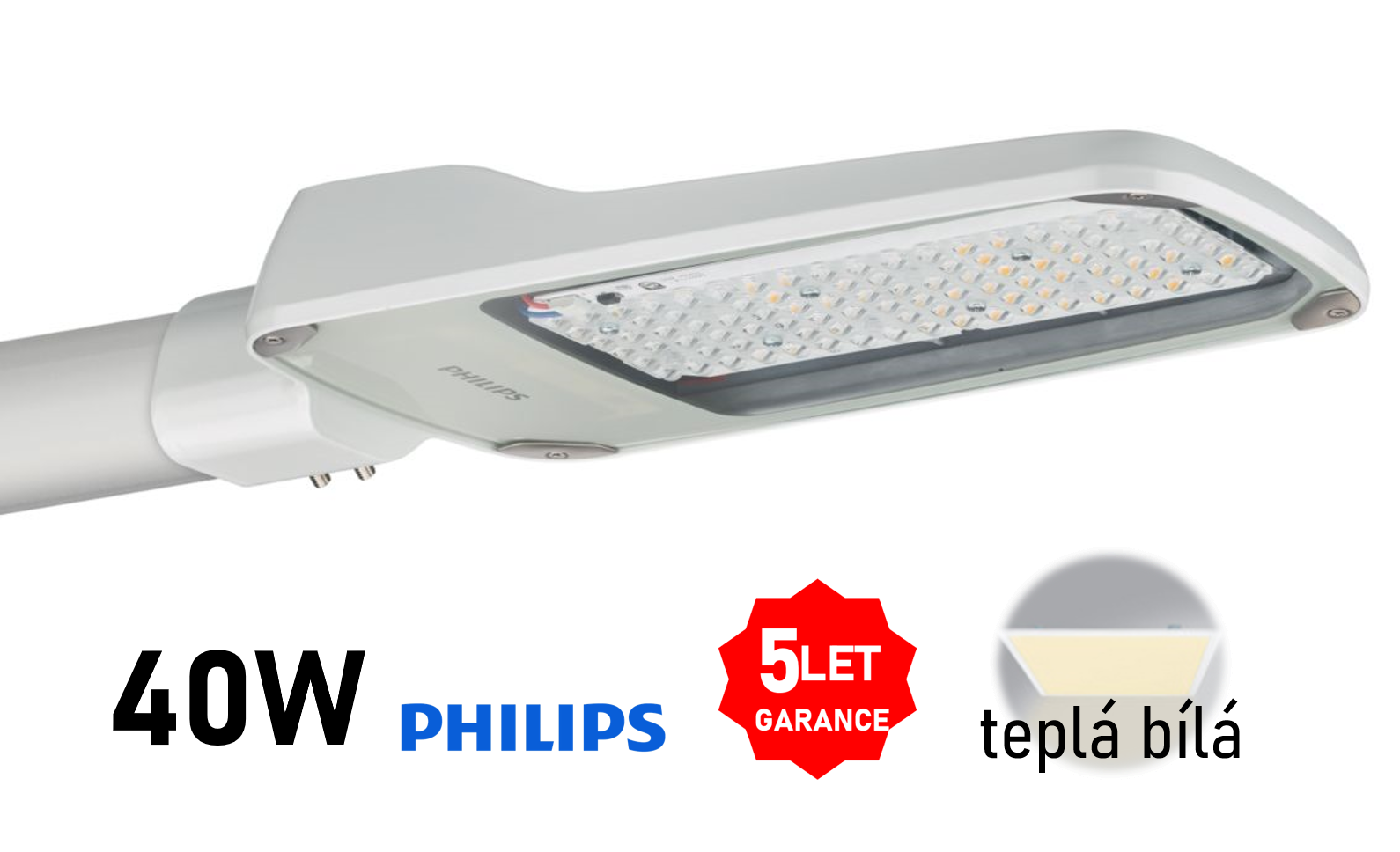 LED veřejné osvětlení svítidlo Philips CoreLine Malaga 40W TEPLÁ BÍLÁ BRP102 LED54/730 II DM 42-60A