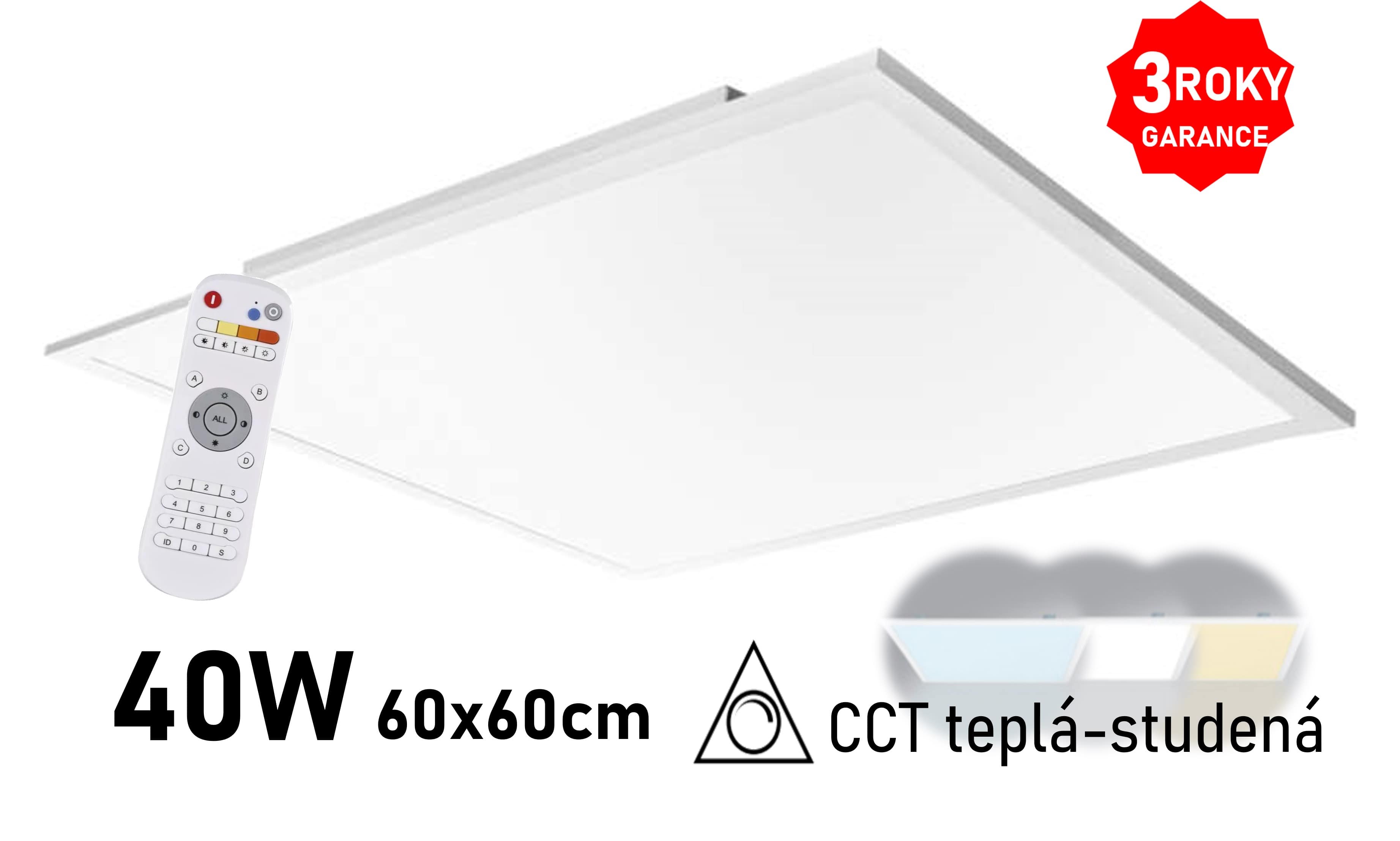 přisazený LED panel 40W CCT 60X60 stmívatelný s ovladačem EXCLUSIVE