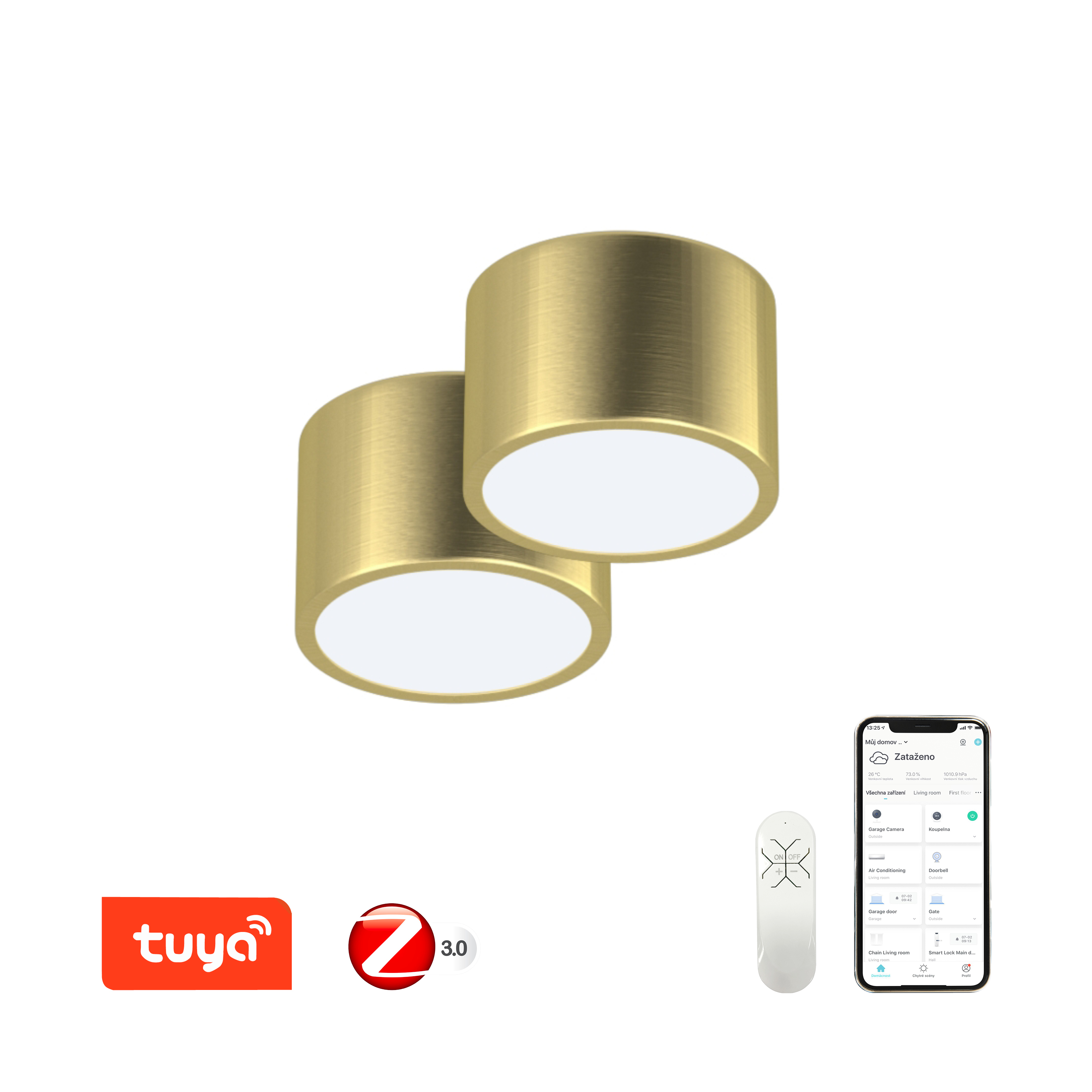 Immax NEO sada 2x RONDATE Smart stropní svítidlo 15cm 12W zlaté Zigbee 3.0 +DO