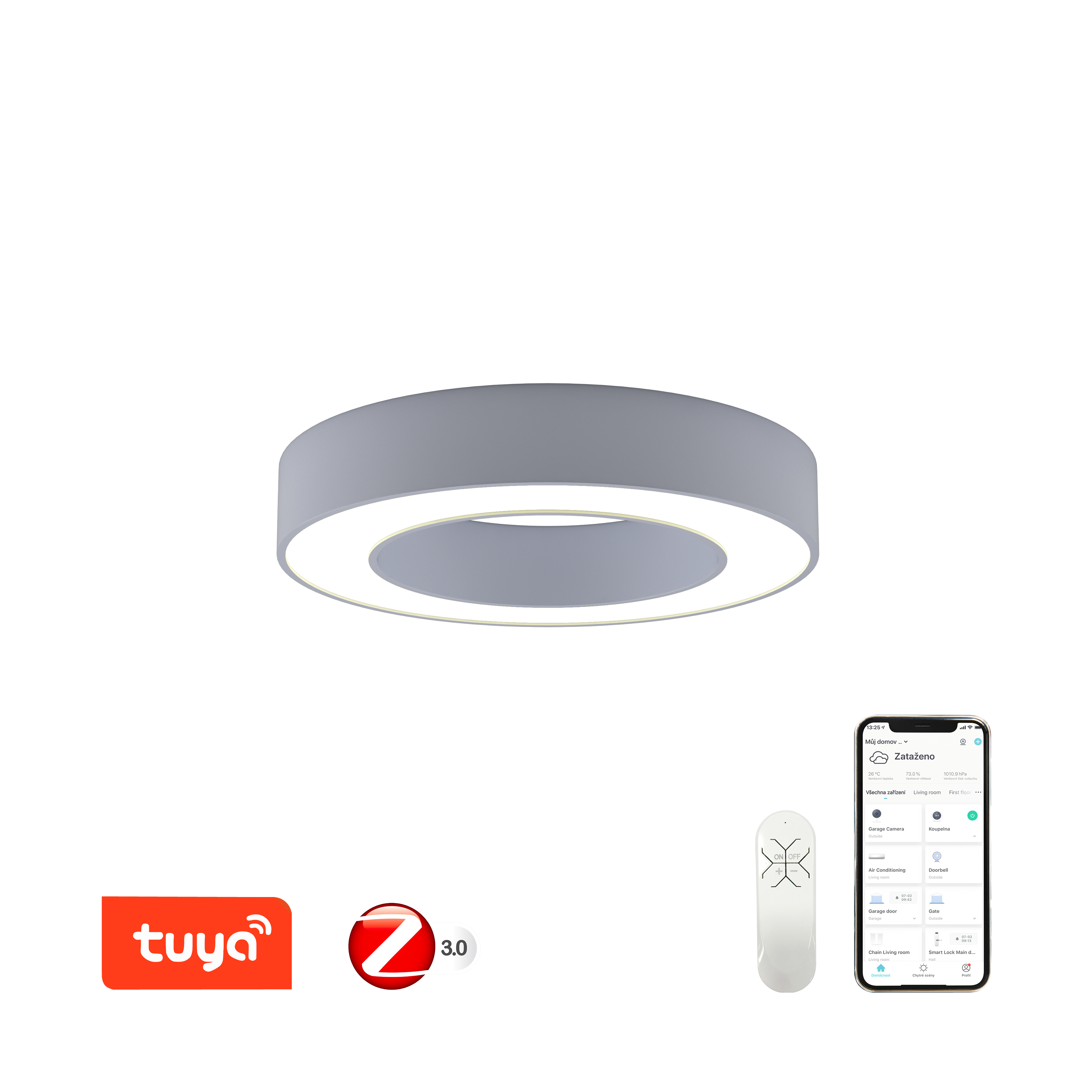 Immax NEO PASTEL Smart stropní svítidlo 60cm, 52W šedé Zigbee 3.0