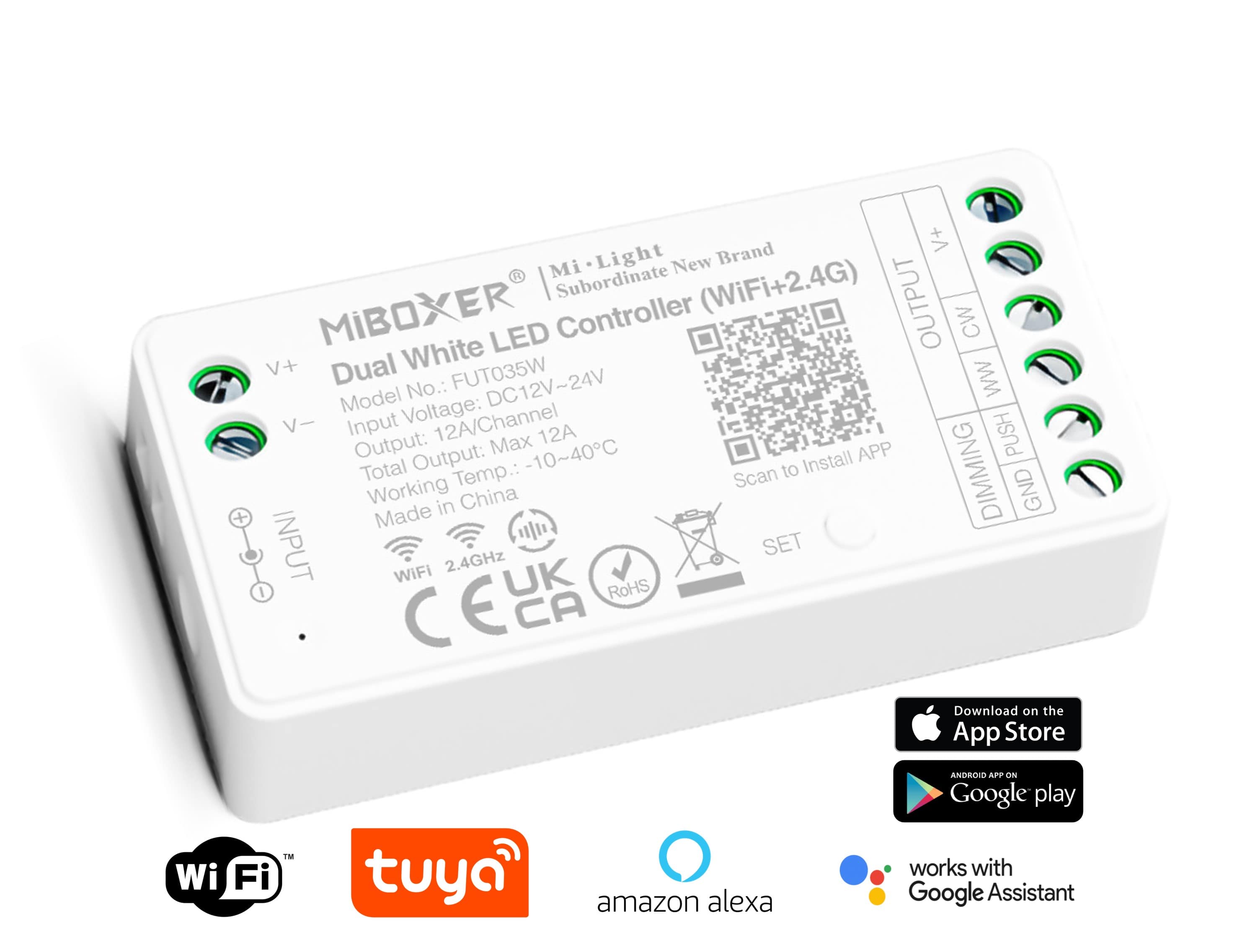 WiFi chytrý přijímač pro CCT LED pásky TUYA 12A 12V 24V FUT035W