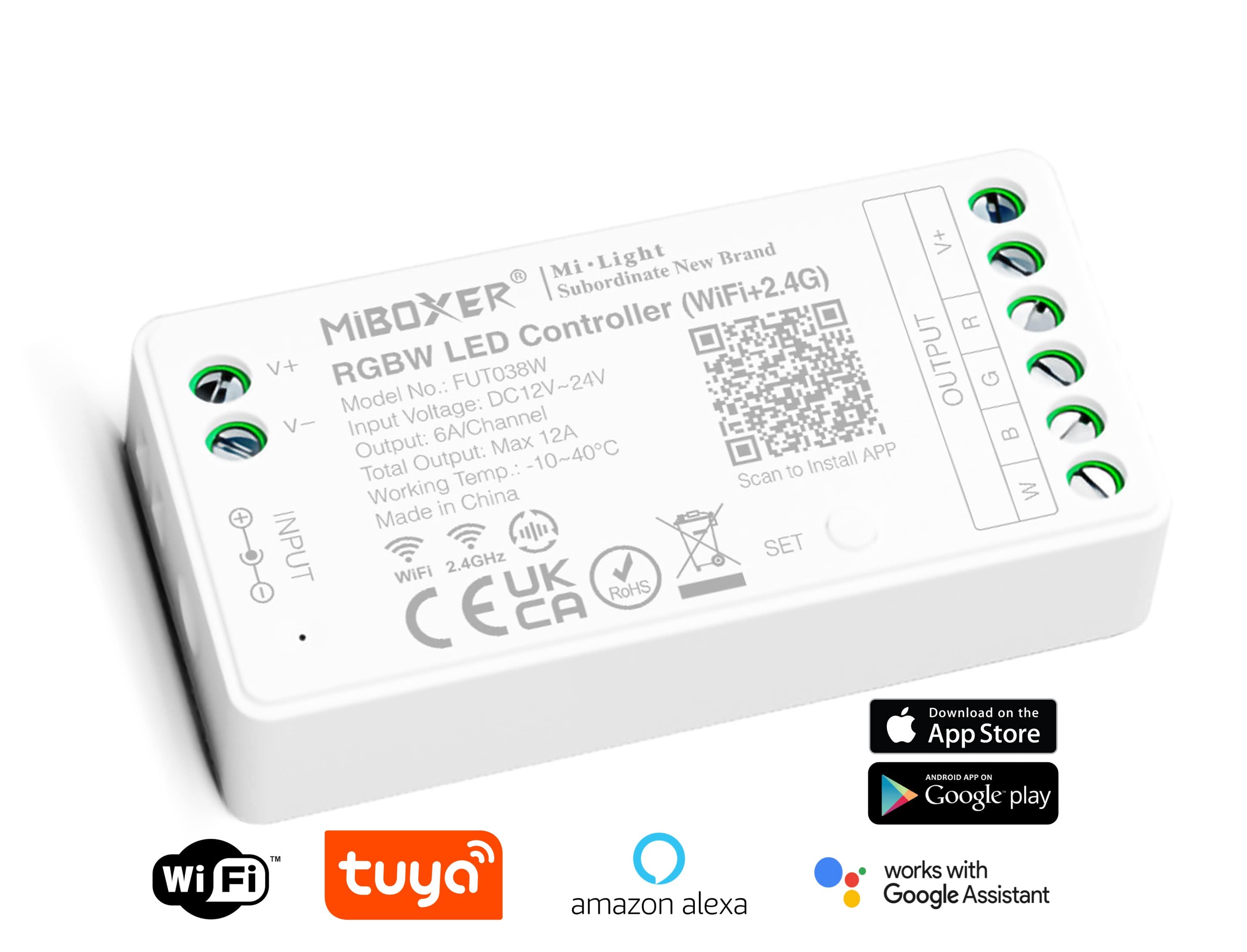 WiFi chytrý přijímač pro RGBW LED pásky TUYA 12A 12V 24V Mi-Light FUT038W