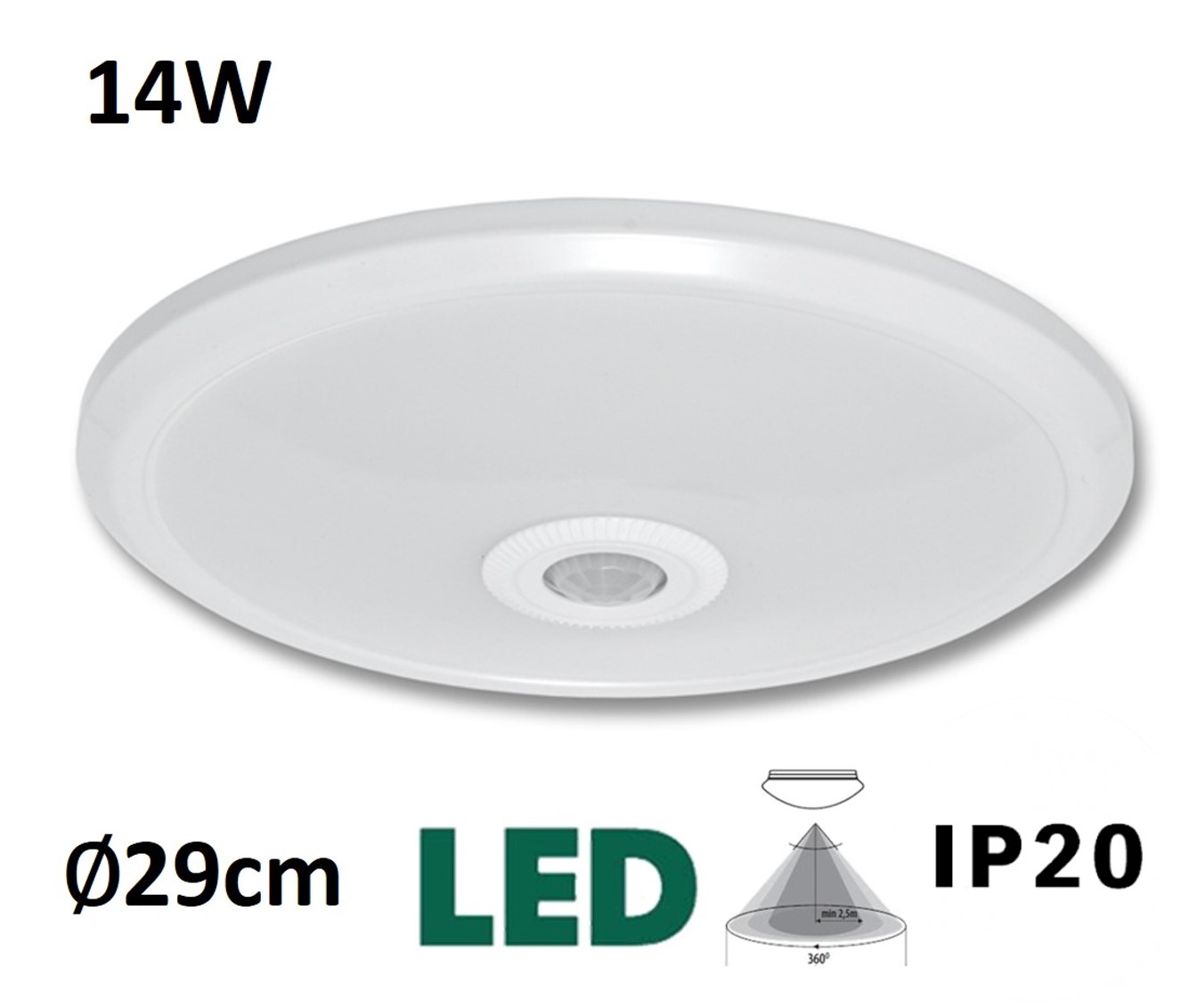 Stropní a nástěnné svítidlo VERA WHST781/LED 14W čidlo | MaxLumen.cz Barva světla: teplá bílá