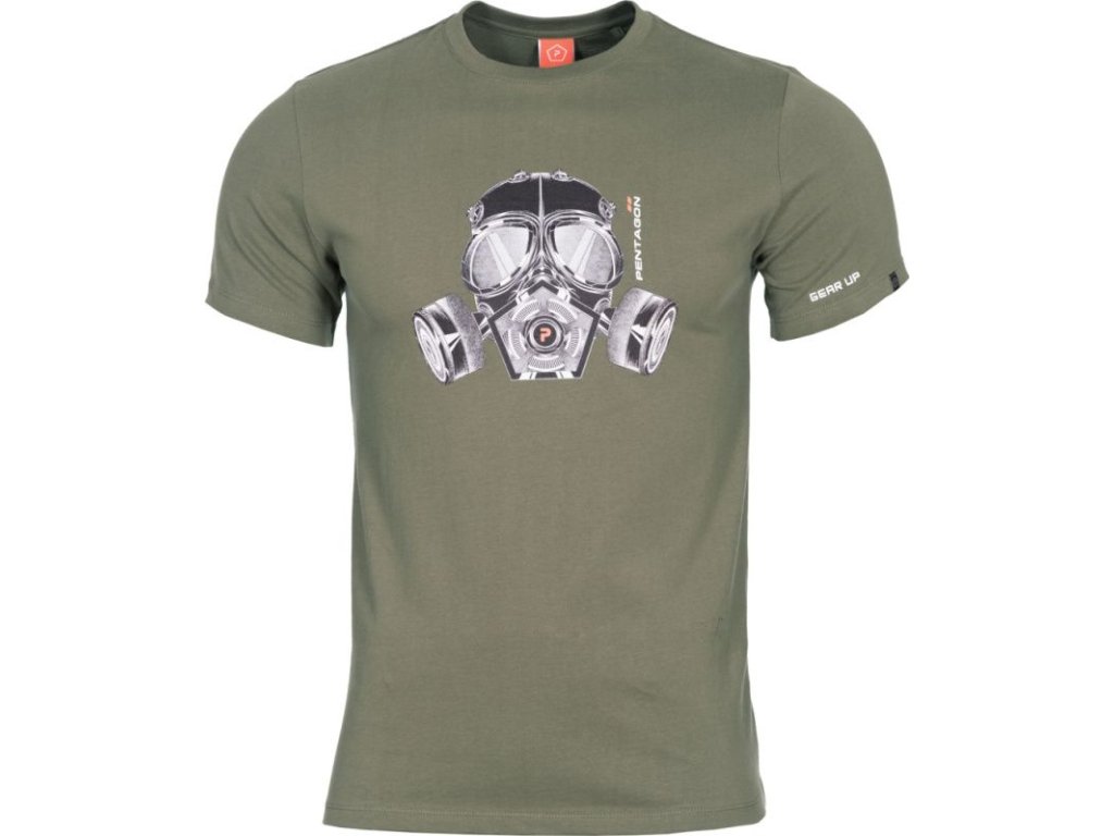 PENTAGON Tričko GAS MASK - olivové (K09012-GM-OLV)