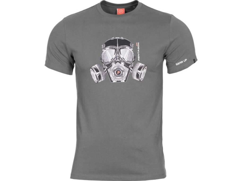 PENTAGON Tričko GAS MASK - šedé (K09012-GM-WOLFGREY)