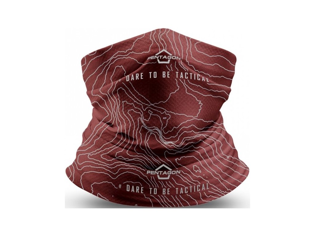 PENTAGON Multifunkčná šatka Skiron Topographic - maroon red (K14013-TM)