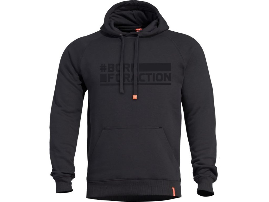 PENTAGON Mikina PHAETON s kapucňou "Born for Action" - čierna (K09021-BA-01BLK)
