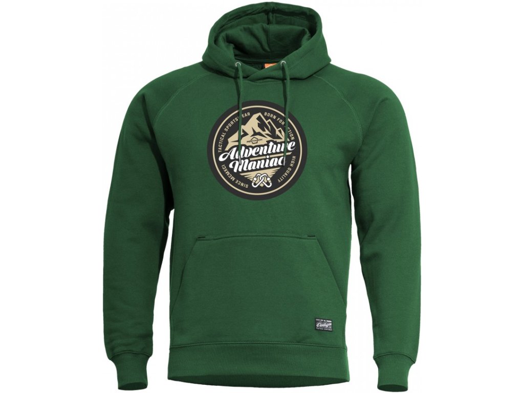 PENTAGON Mikina PHAETON s kapucňou "Adventure Maniac" - springbok green (K09021-AM)