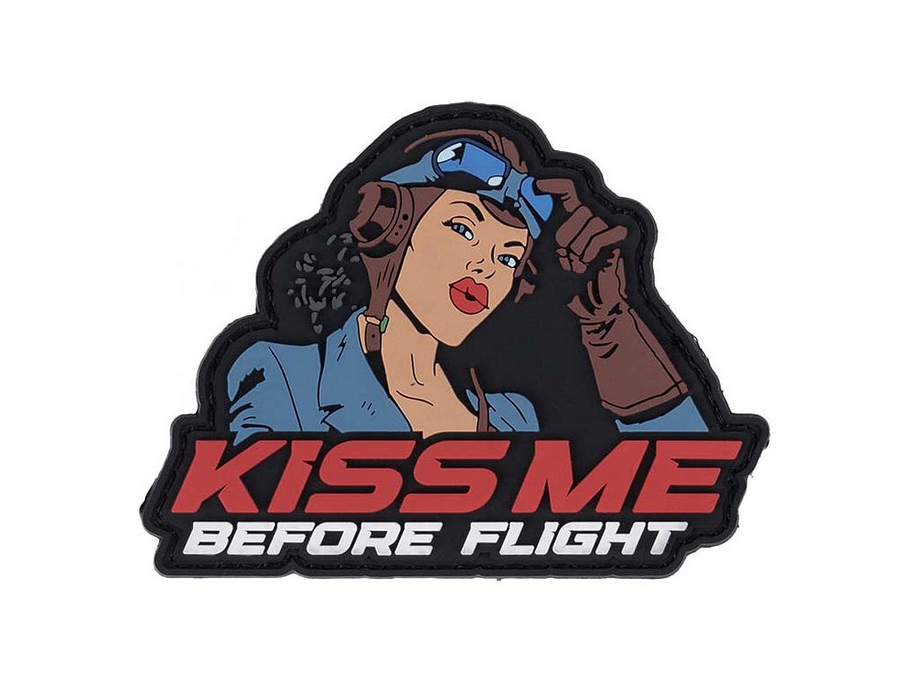 3D PVC Nášivka/Patch Kiss me before flight - color