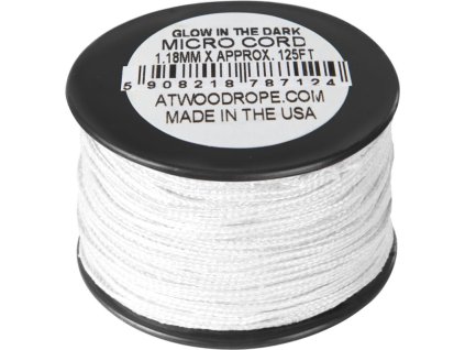 ATWOOD ROPE MFG Micro Cord Uber Glow 1.18mm x 125ft - white (CD-MG1-NL-20)