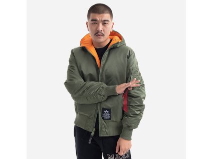 ALPHA INDUSTRIES Bunda Hooded Puffer FD Rev. - sage / orange (198117/228)