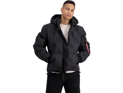 ALPHA INDUSTRIES Bunda Hooded Logo Puffer - čierna (108107/03)