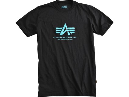 ALPHA INDUSTRIES Tričko BASIC - čierne/modrý nápis (100501/93)