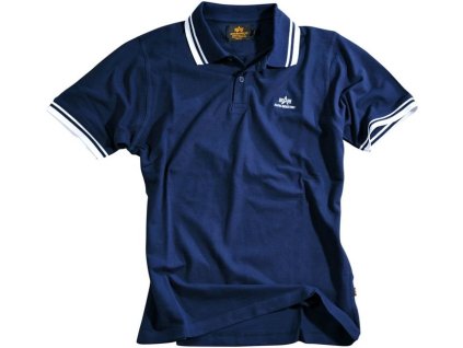 ALPHA INDUSTRIES Tričko Twin Stripe Polo II - navy (166602/98)