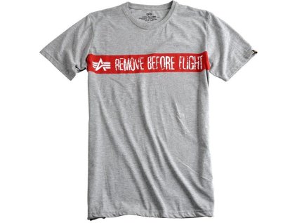 ALPHA INDUSTRIES Tričko Remove Before Flight - šedé (166507/17)