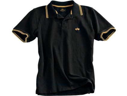 ALPHA INDUSTRIES Tričko Twin Stripe Polo II, čierne/žlté, 166602/214