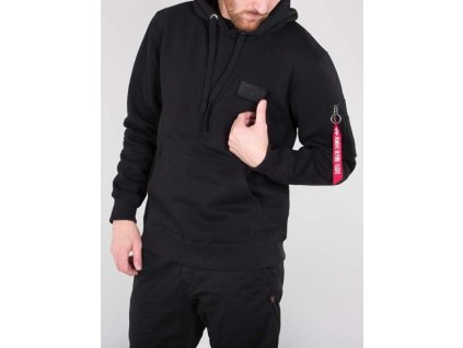 ALPHA INDUSTRIES Mikina Red Stripe Hoody - čierna (178314/03)