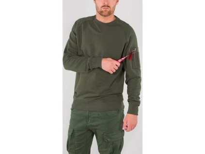 ALPHA INDUSTRIES Mikina Solid Crew Neck - dark olive (188301/142)