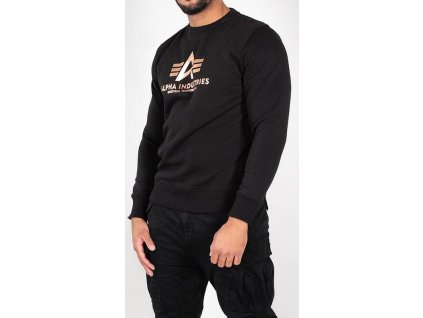ALPHA INDUSTRIES Mikina Basic Sweater Foil Print - black/yellow gold (178302FP/583)