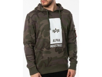 ALPHA INDUSTRIES Mikina Block Logo Hoody - dark olive camo (126346/415)