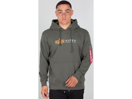 ALPHA INDUSTRIES Mikina Label Hoody - dark olive (118331/142)