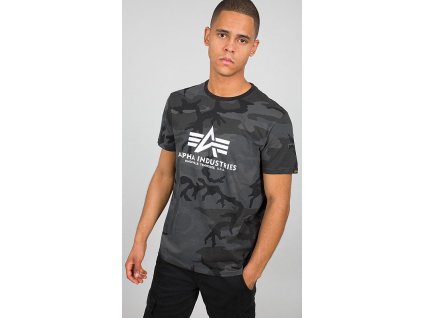 ALPHA INDUSTRIES Tričko BASIC - black camo (100501C/125)