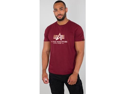 ALPHA INDUSTRIES Tričko BASIC - burgundy/zlatá (100501/448)