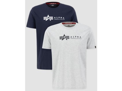 ALPHA INDUSTRIES Tričko LABEL 2 Pack - grey.heat/rep.blue (118534/641)