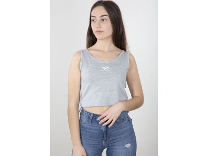 ALPHA INDUSTRIES Dámske tielko Basic Crop-Tank SL - greyheather/white (116079/230)