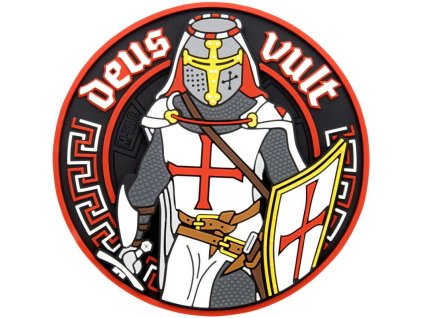M-TAC 3D PVC Nášivka/Patch Deus Vult - white / red (51116000)