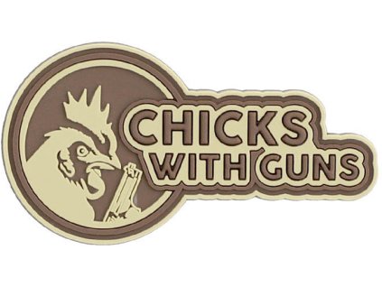 101 INC 3D PVC Nášivka/Patch Chicks with guns - coyote (#8095)